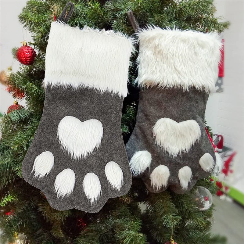 SherryDC Dog Cat Paw Christmas Stockings, Plush Hanging Socks for Holiday and Christmas Decorations - Image 5